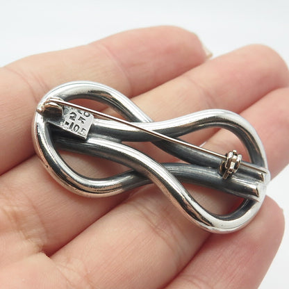925 Sterling Silver Vintage Mexico Modernist Loop Pin Brooch