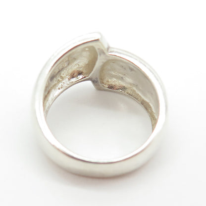925 Sterling Silver Vintage Modernist Bypass Ring Size 8.5