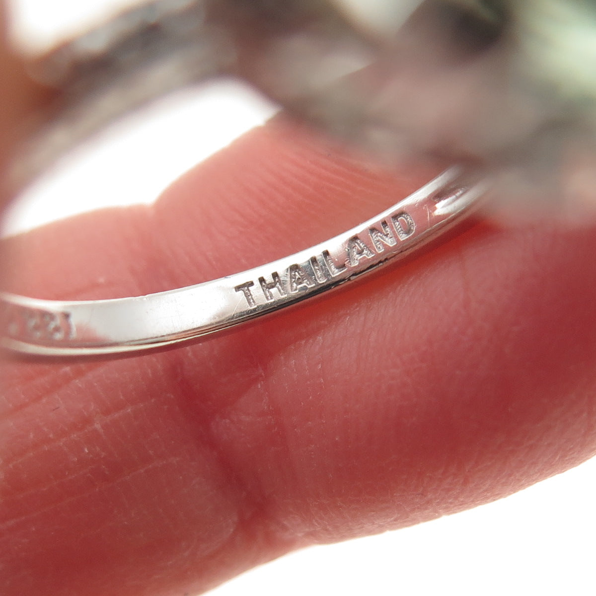 925 Sterling Silver Real Cushion-Cut Green Amethyst Ring Size 7