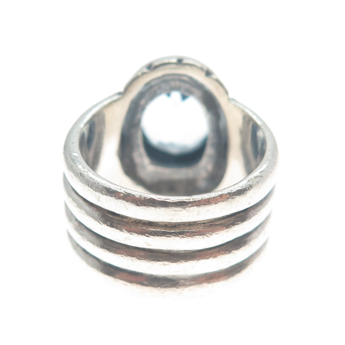 SILPADA 925 Sterling Silver Vintage Real Blue Topaz Multi-Row Ring Size 7.75