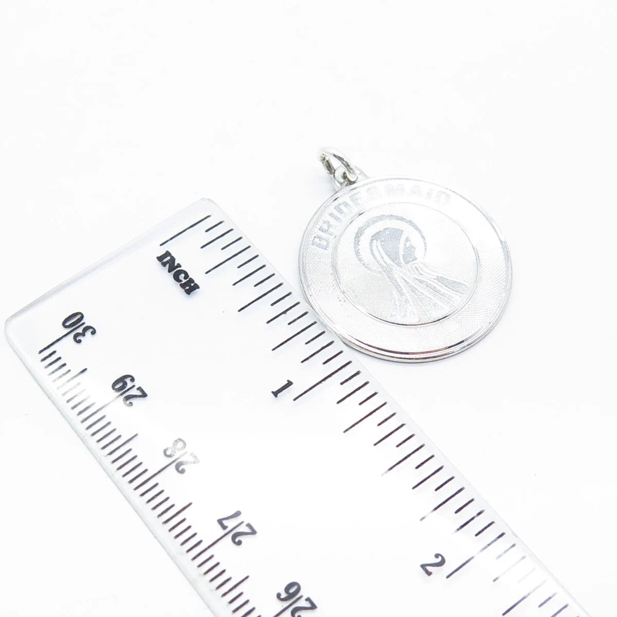 925 Sterling Silver Vintage Creed "Bride & Maid" Religious Round Pendant