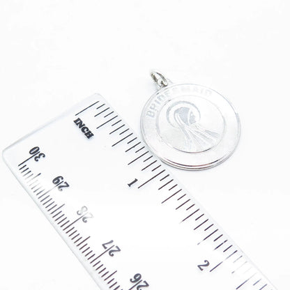 925 Sterling Silver Vintage Creed "Bride & Maid" Religious Round Pendant