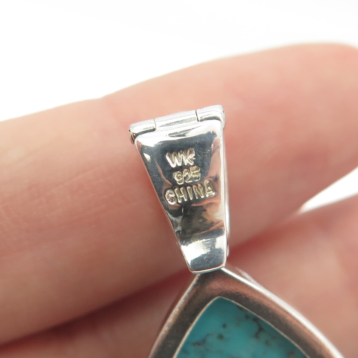 WHITNEY KELLY 925 Sterling Silver Vintage Real Turquoise Gem Drop Pendant
