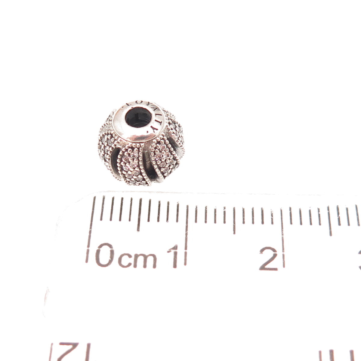 Pandora 925 Sterling Silver C Z Essence Loyalty Slide Bead Charm