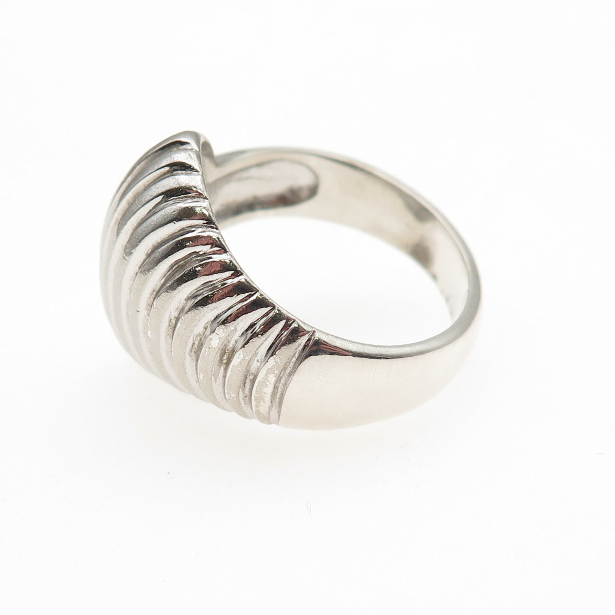 925 Sterling Silver Vintage Modernist Seashell Oxidized Ring Size 9