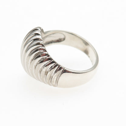 925 Sterling Silver Vintage Modernist Seashell Oxidized Ring Size 9