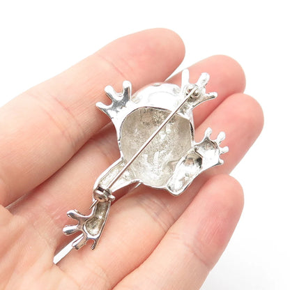 925 Sterling Silver Vintage Mexico Jumping Frog Pin Brooch