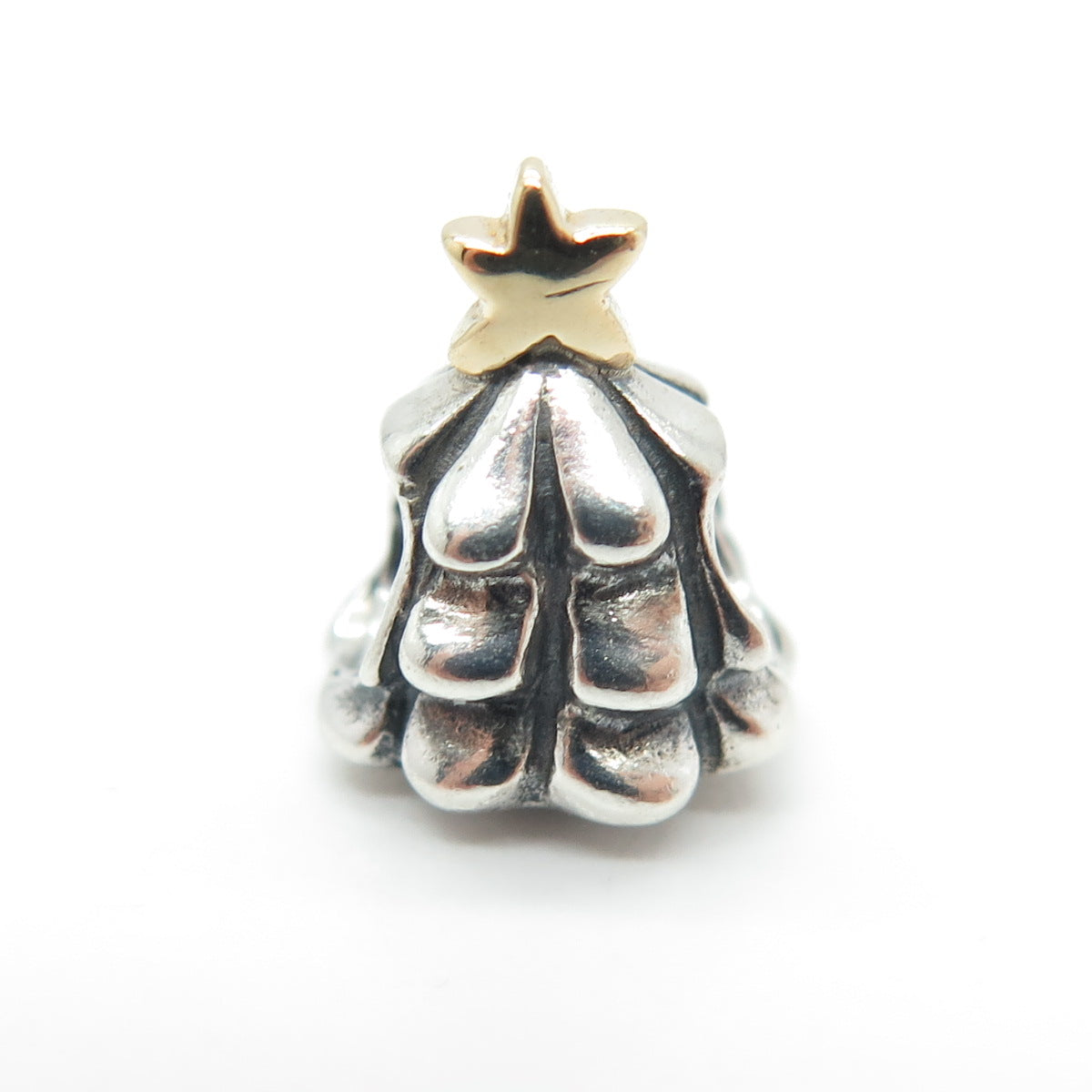 PANDORA Gold & 925 Sterling Silver Christmas Tree Bead Charm