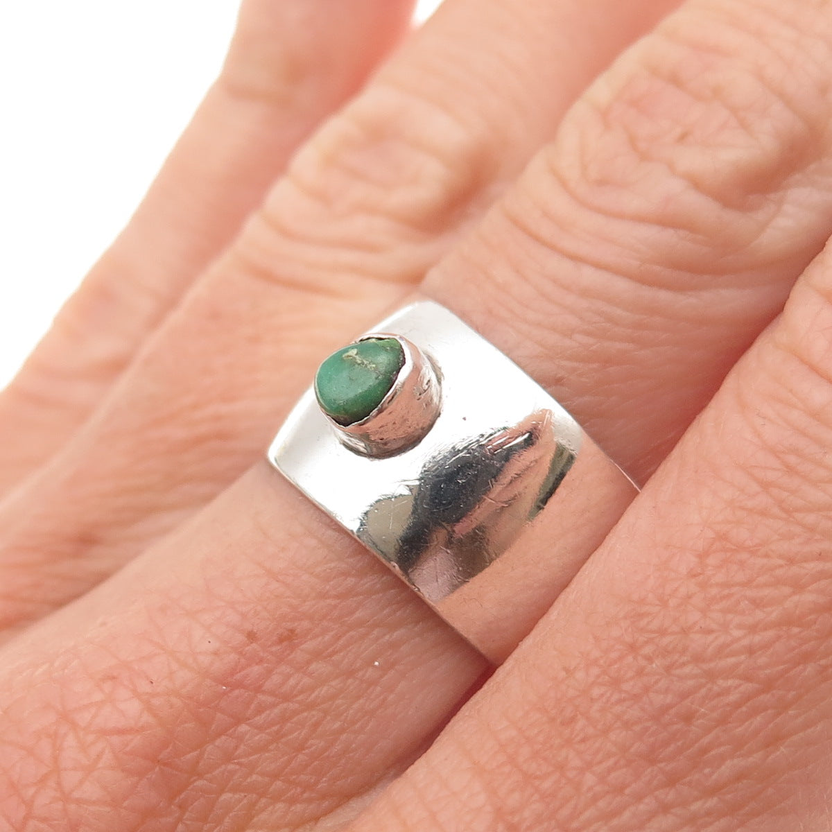 Old Pawn 925 Sterling Silver Vintage Royston Turquoise Tribal Ring Size 7.25