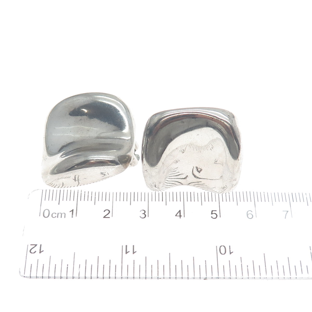 FREDERIC JEAN DUCLOS 925 Sterling Silver Vintage Modernist Clip On Earrings