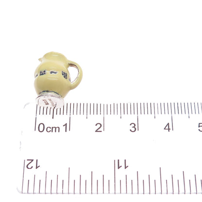 925 Sterling Silver Vintage BCS Enamel Pitcher Minimalist 3D Charm Pendant