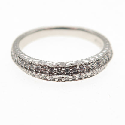 925 Sterling Silver Round-Cut C Z Half Eternity Band Ring Size 7.25