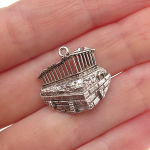 835 Silver Vintage Parthenon Oxidized Charm Pendant