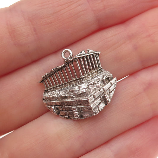 835 Silver Vintage Parthenon Oxidized Charm Pendant