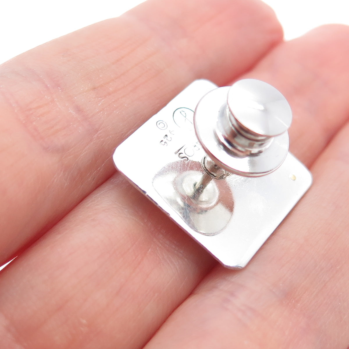 VICTOR ALFARO 14K Gold 925 Sterling Silver Vintage Real Ruby Modernist Lapel Pin