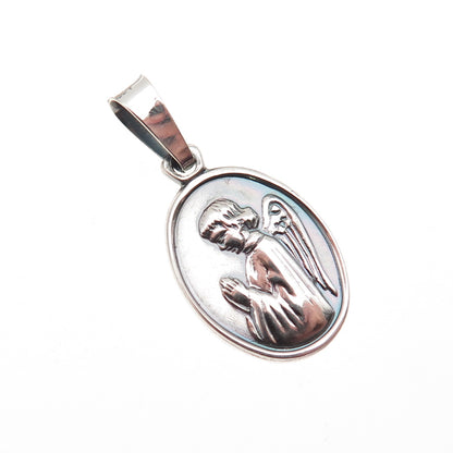925 Sterling Silver Vintage Italy Archangel Gabriel Oxidized Charm Pendant