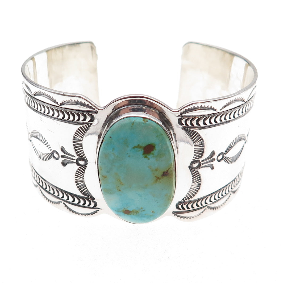 Lester Jackson Navajo Old Pawn Sterling Silver Vintage Turquoise Bracelet 6.5"