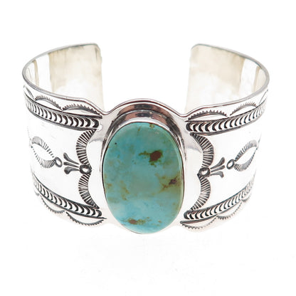 Lester Jackson Navajo Old Pawn Sterling Silver Vintage Turquoise Bracelet 6.5"