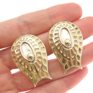 925 Sterling Silver Gold Plated Vintage Modernist Clip On Earrings