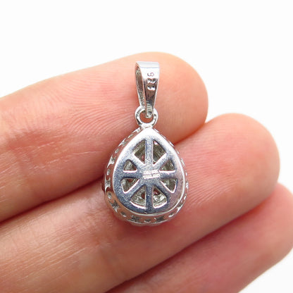 925 Sterling Silver C Z Teardrop Charm Pendant