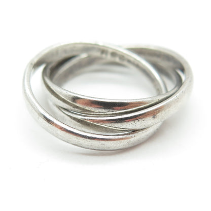 925 Sterling Silver Vintage Mexico Interlocked Trinity Oxidized Ring Size 5.75