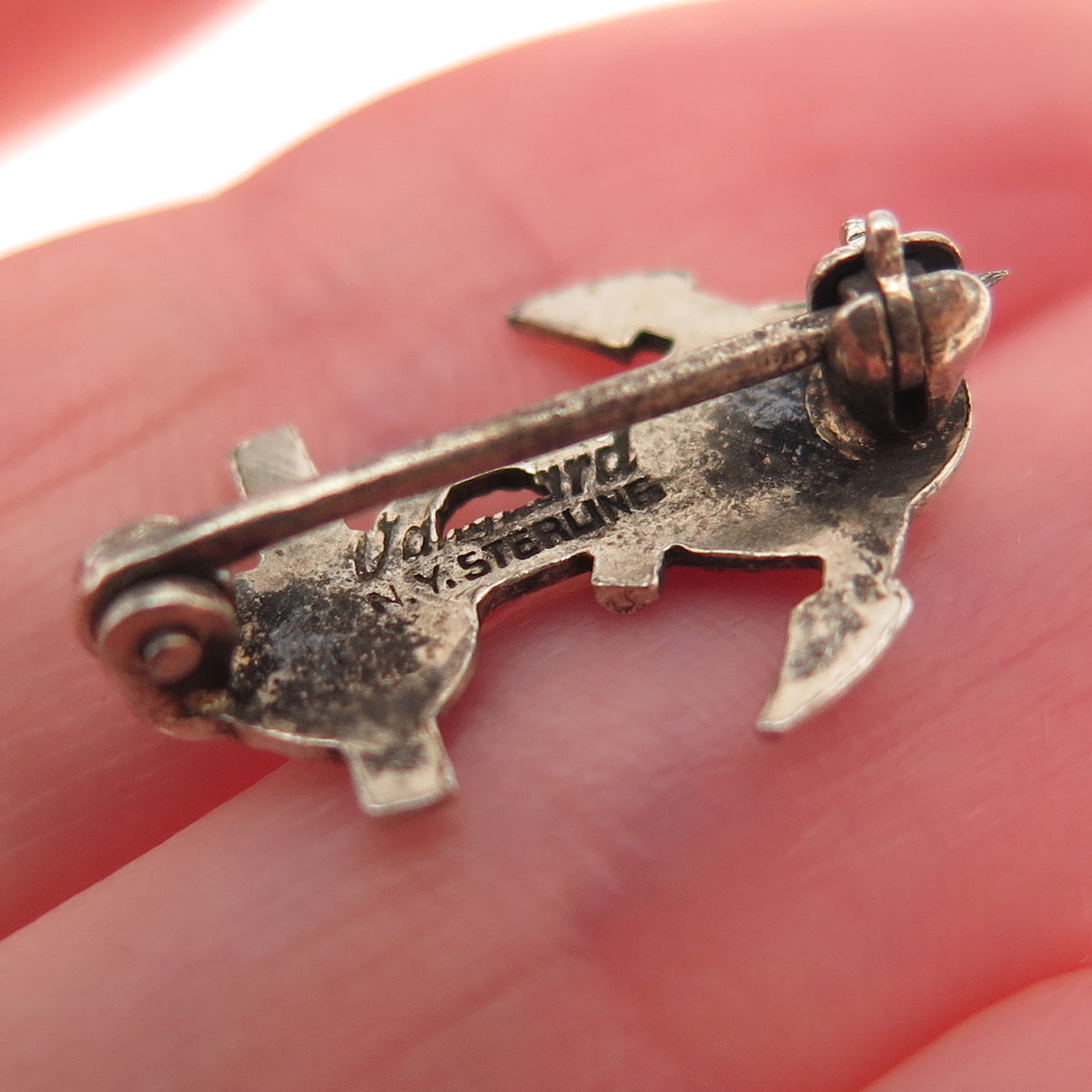 Vanguard 925 Sterling Silver Antique WWII US Navy Anchor Oxidized Pin Brooch