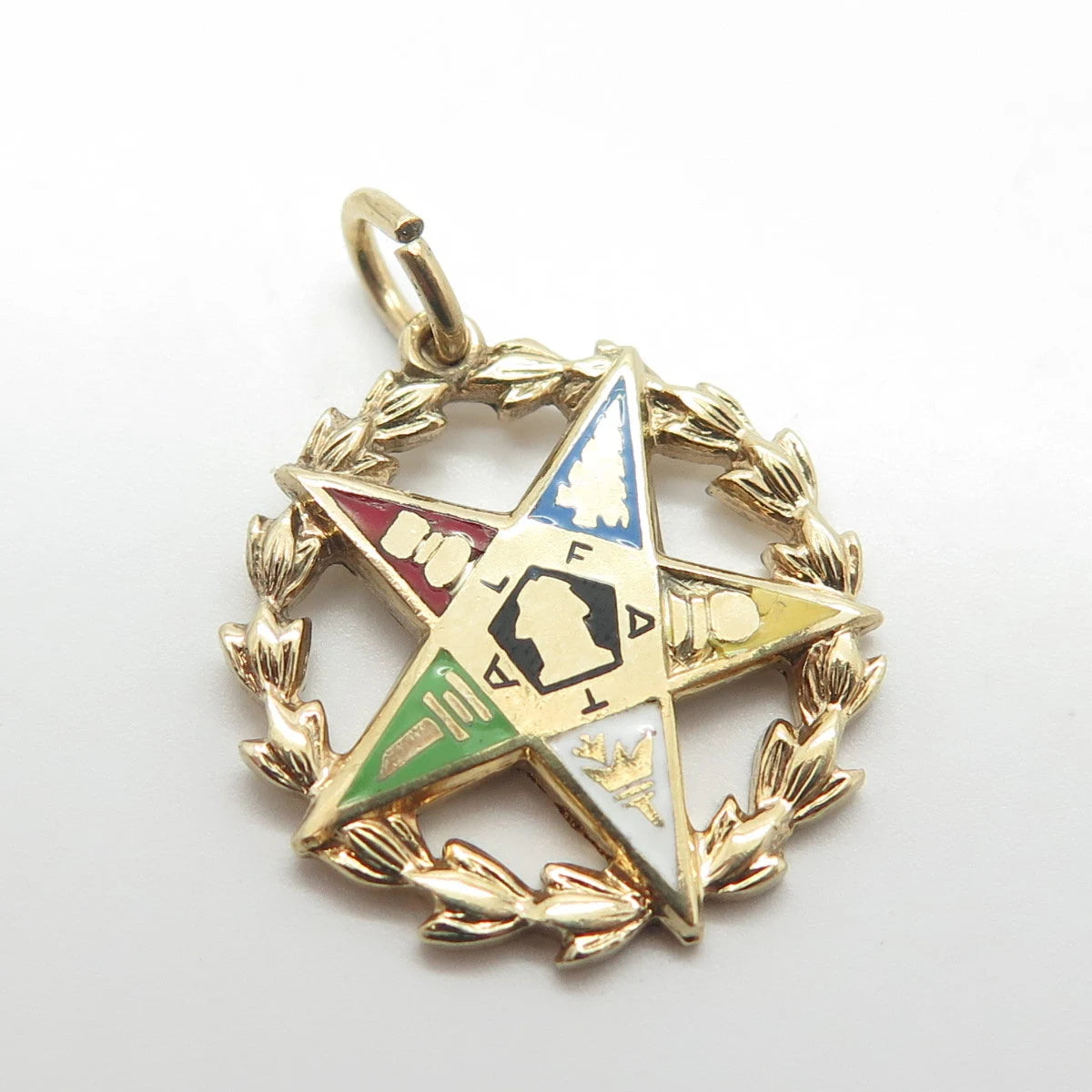 925 Sterling Silver Gold Plated Vintage Griffith & Sons Co Enamel Wreath Pendant