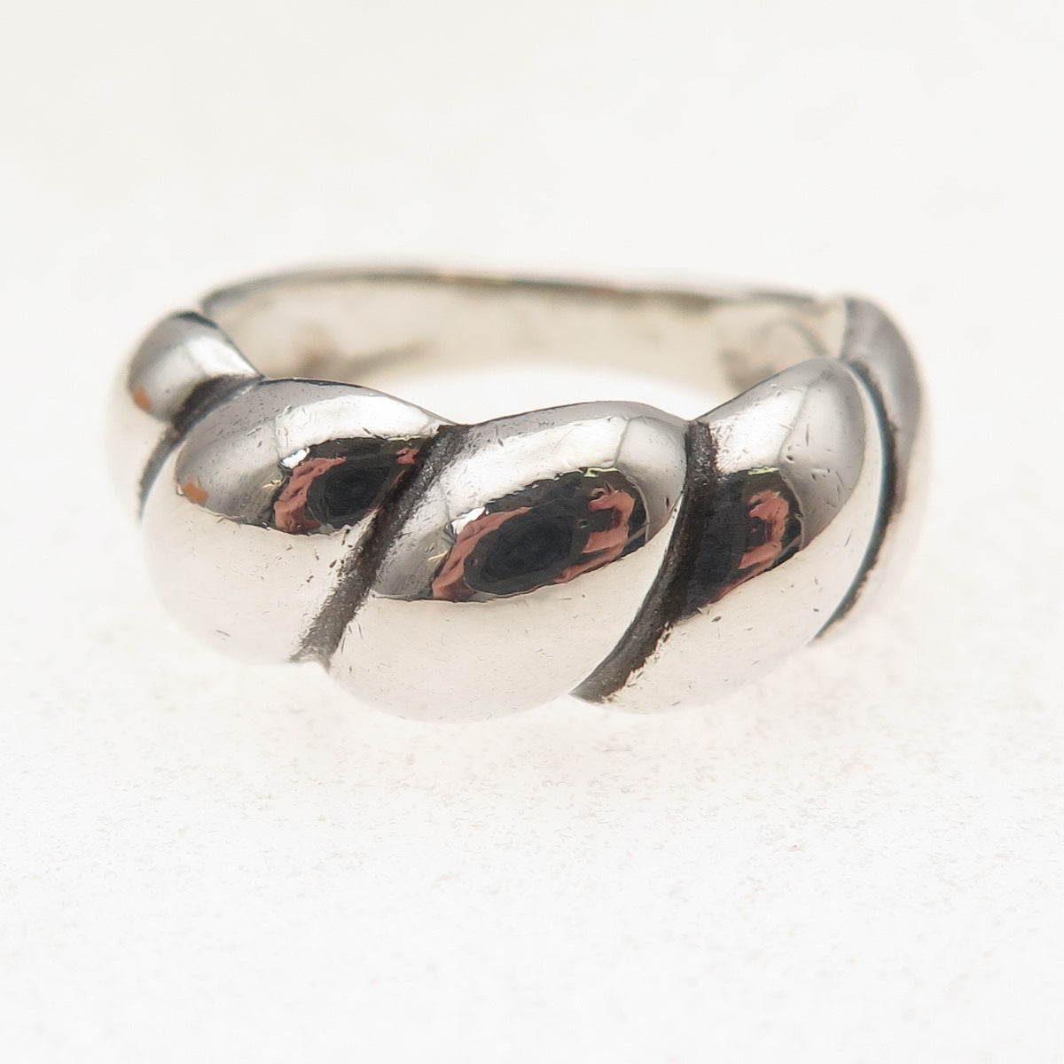 925 Sterling Silver Vintage Modernist Oxidized Ring Size 6.75