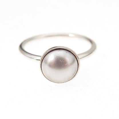 Pandora 925 Sterling Silver Faux Pearl Droplet Ring Size 7