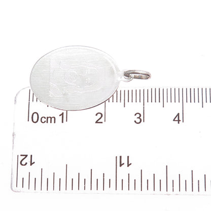 925 Sterling Silver Vintage Engraved Jesus Oval Tag Charm Pendant
