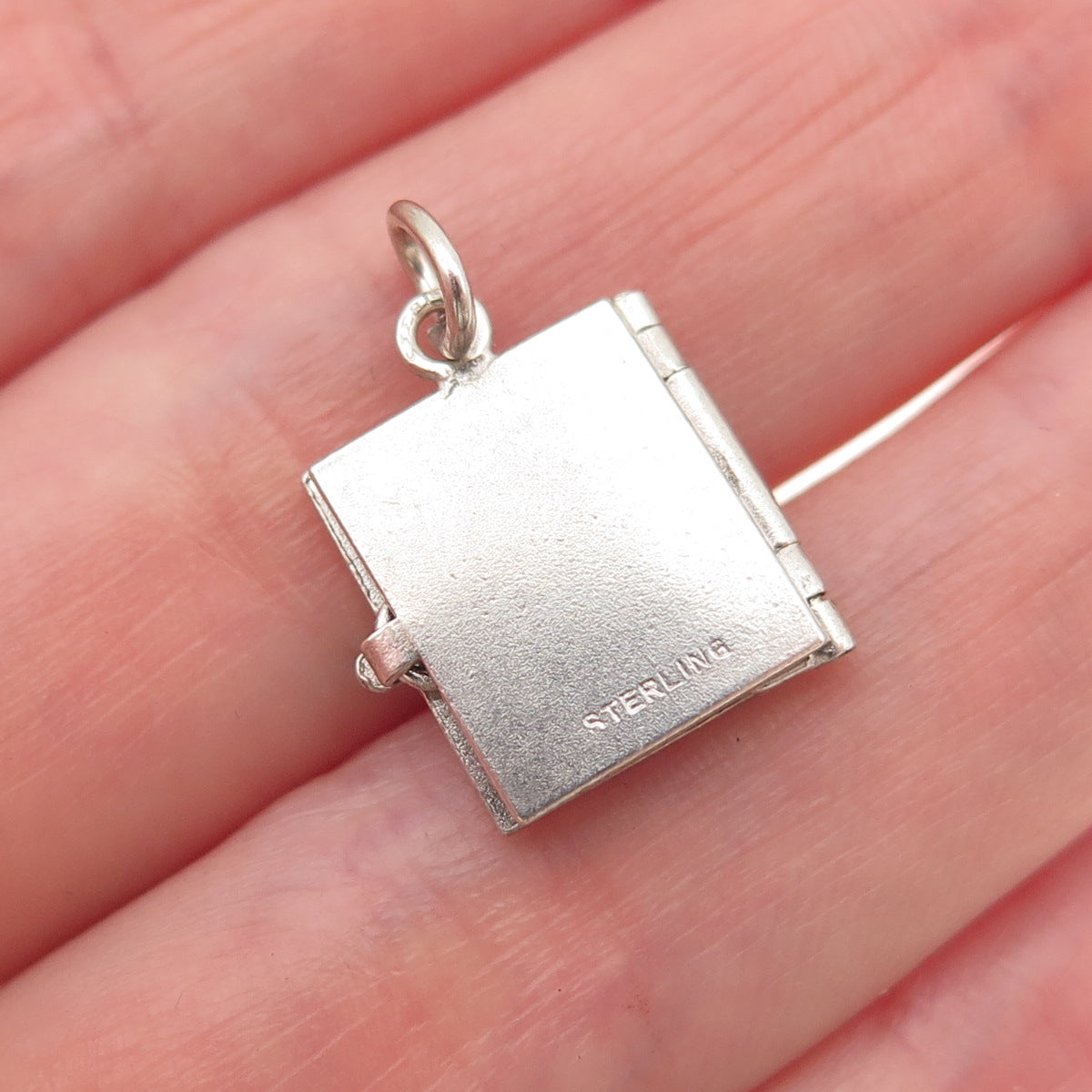 925 Sterling Silver Vintage Bible Locket Mini Charm Pendant