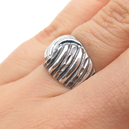 925 Sterling Silver Vintage Modernist Yin Yang Oxidized Ring Size 6