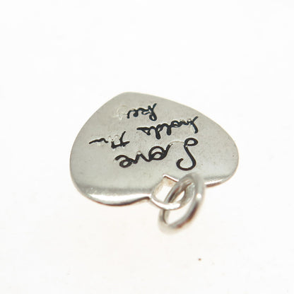 925 Sterling Silver Vintage "Love Holds The Key" Heart Pendant