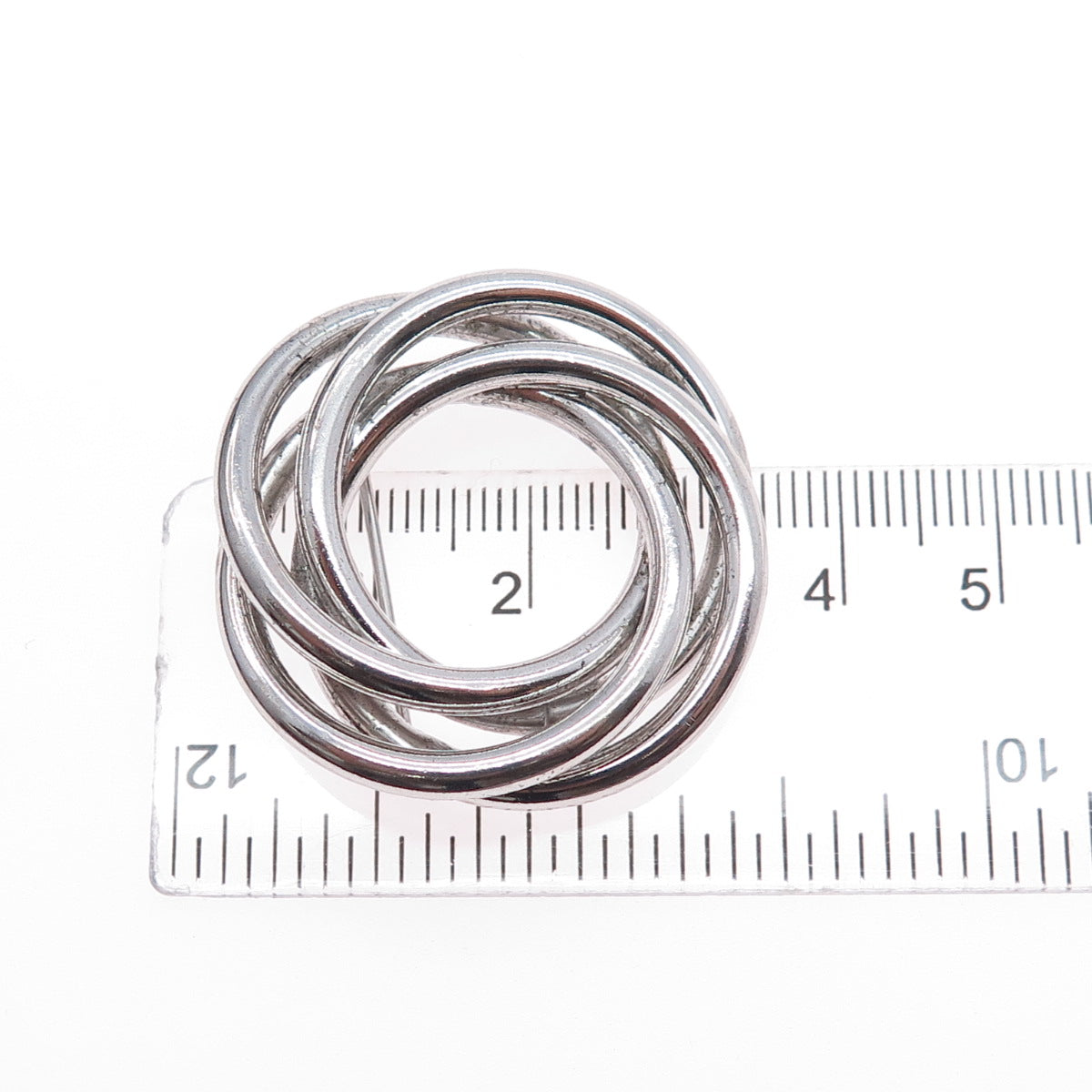 BOND BOYD 925 Sterling Silver Vintage Modernist Interlocked Pin Brooch