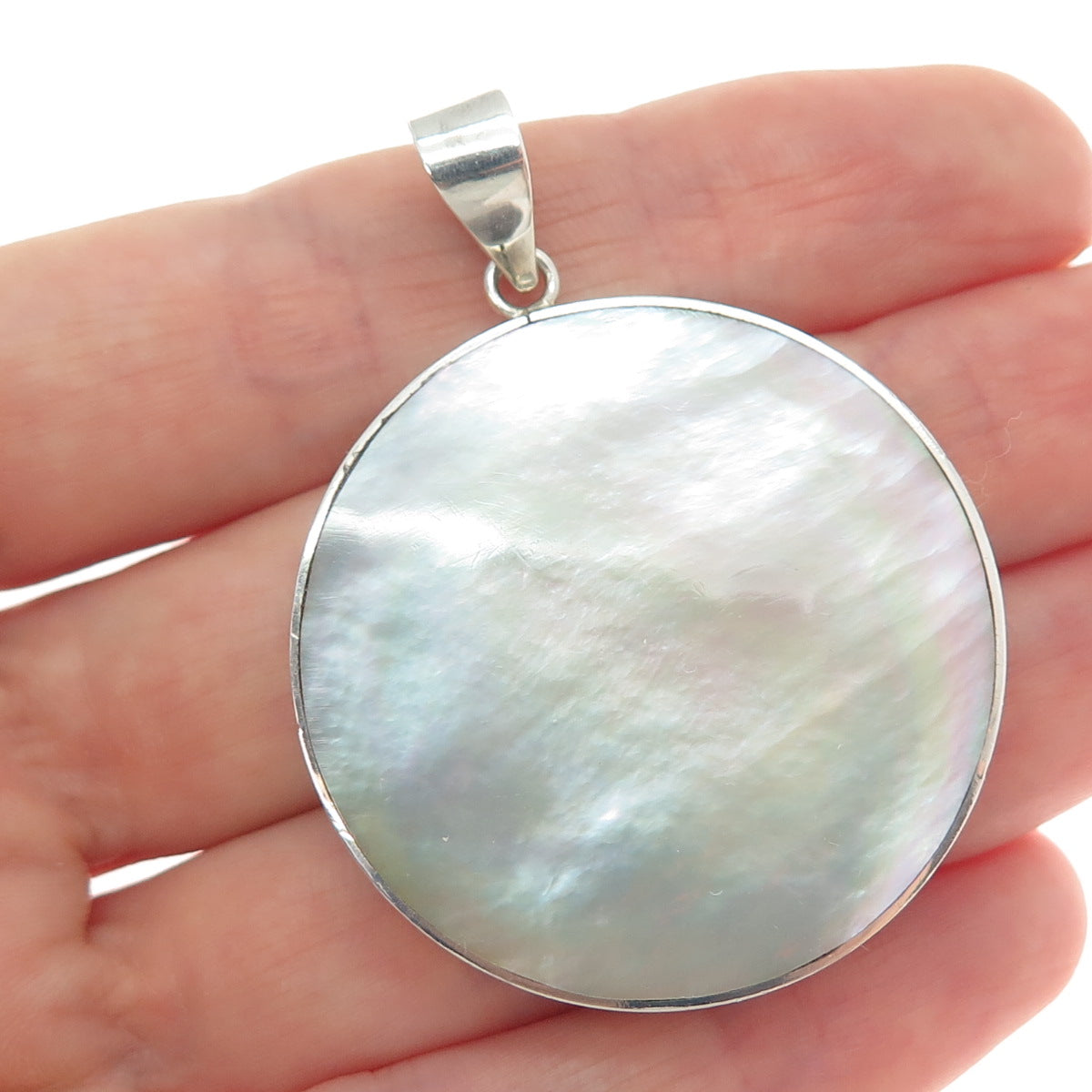 925 Sterling Silver Vintage Real Mother-of-Pearl Buddha Charm Pendant