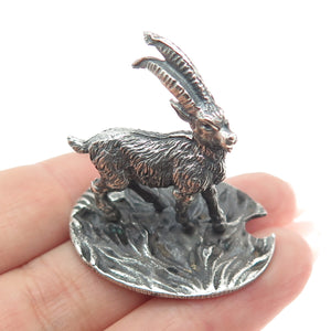 FRANCESCO CAPUTO 800 Silver Antique Italy Goat Oxidized Miniature Figurine