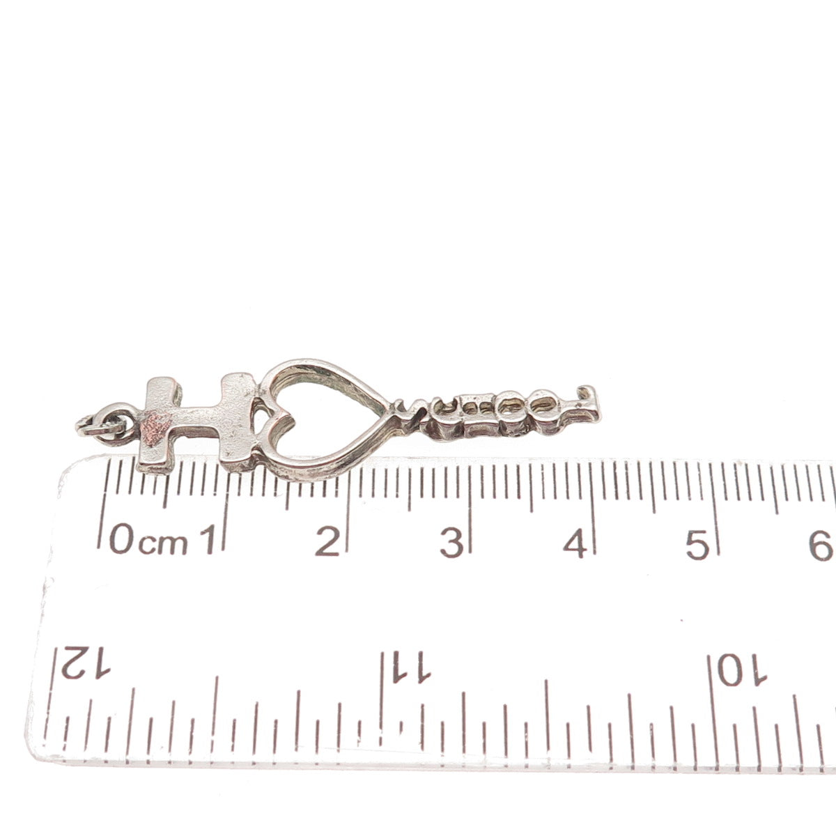 BEAU 925 Sterling Silver Vintage I Love School Oxidized Charm Pendant