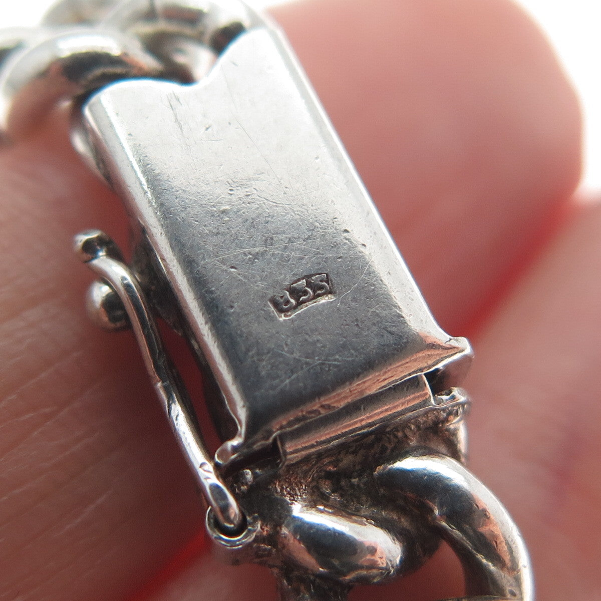 835 Silver Antique European Curb Link Oxidized Bracelet 7.25"