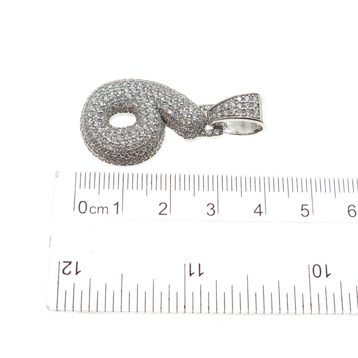 925 Sterling Silver Round-Cut C Z Lucky Number 6 Charm Pendant