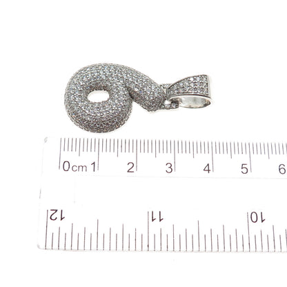 925 Sterling Silver Round-Cut C Z Lucky Number 6 Charm Pendant