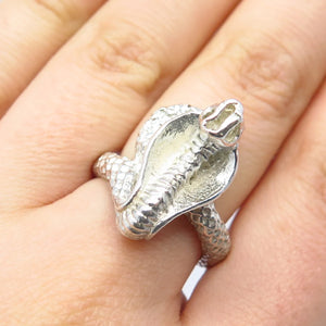 925 Sterling Silver Vintage Cobra Snake Ring Size 7.25