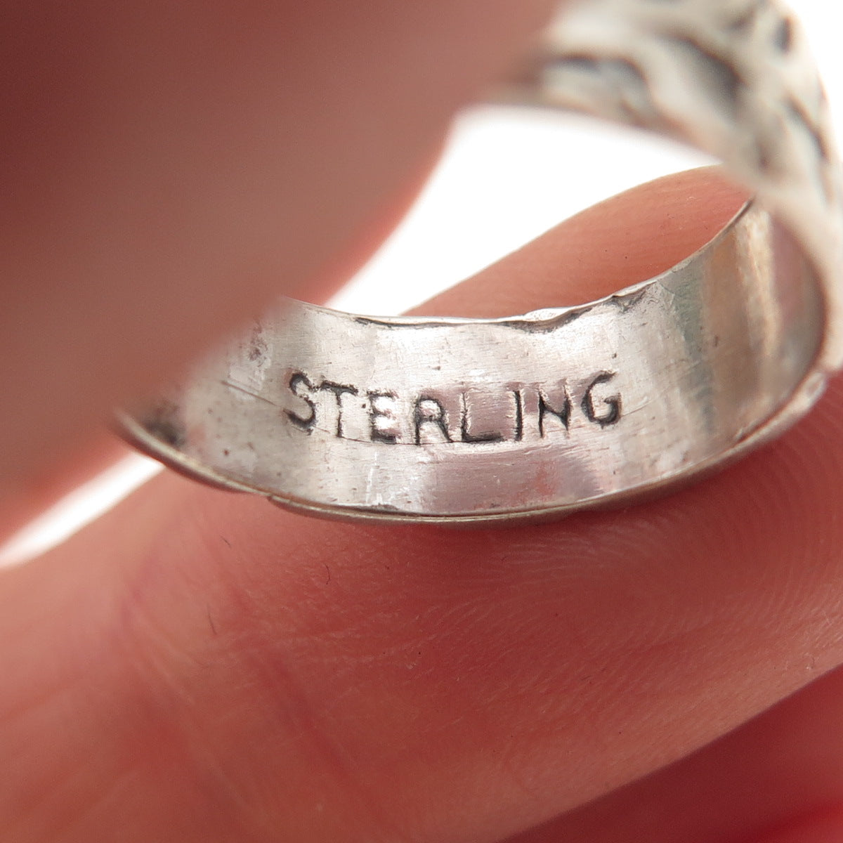 925 Sterling Silver Antique Art Deco Floral Oxidized Band Ring Size 6.25