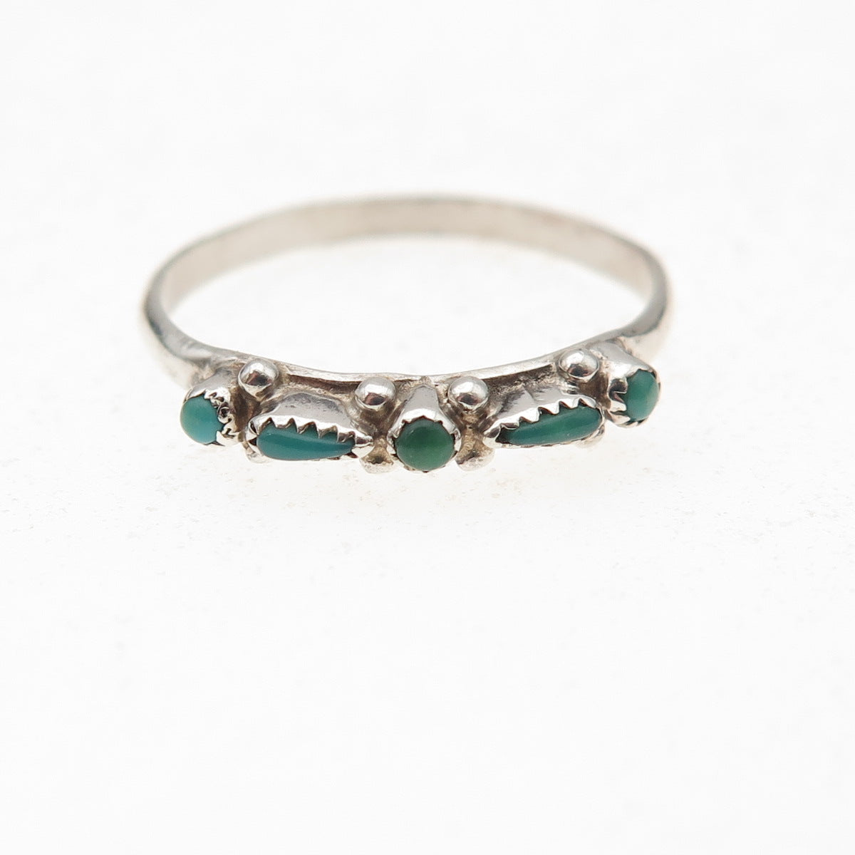 Old Pawn 925 Sterling Silver Vintage Southwestern Turquoise Tribal Ring Size 5.5