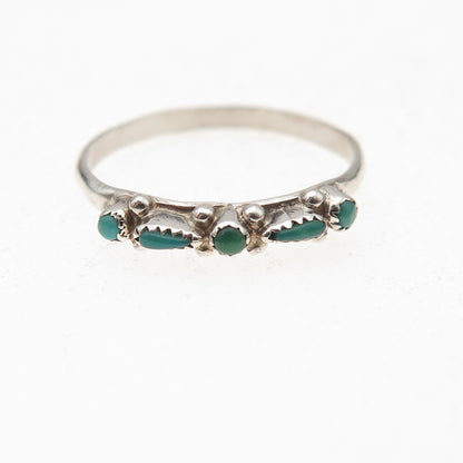 Old Pawn 925 Sterling Silver Vintage Southwestern Turquoise Tribal Ring Size 5.5