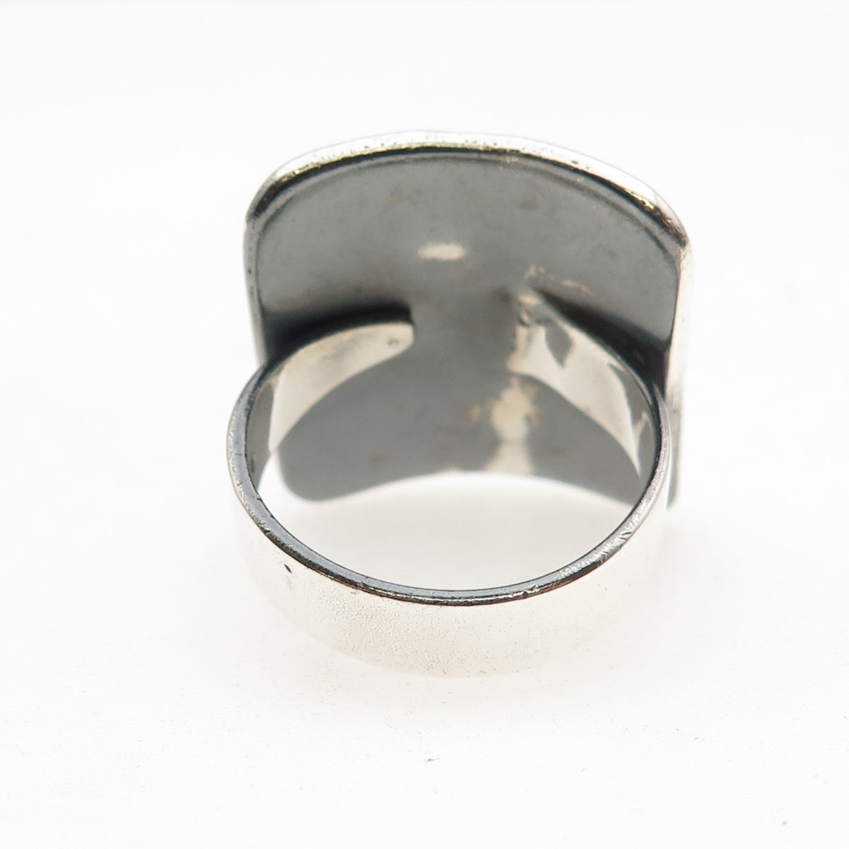 925 Sterling Silver Vintage Modernist Beaded Oxidized Ring Size 9