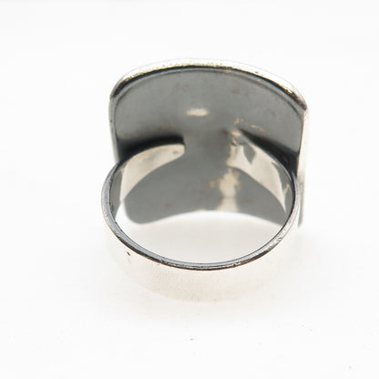 925 Sterling Silver Vintage Modernist Beaded Oxidized Ring Size 9