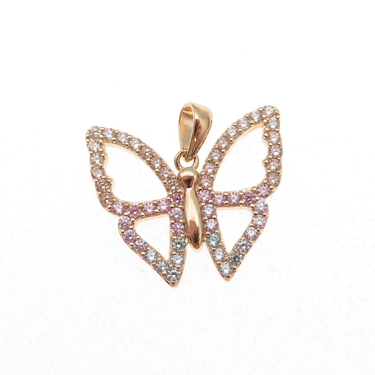Han 925 Sterling Silver Gold Plated Multi-Color C Z Butterfly Charm Pendant