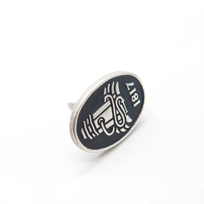 925 Sterling Silver Vintage Black Enamel 1817 Fire Hydrant Lapel Pin