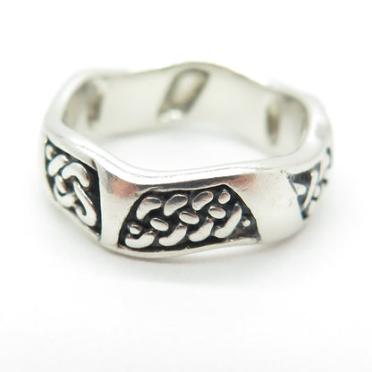 PETER STONE 925 Sterling Silver Vintage Celtic Knot Wavy Oxidized Ring Size 7.5