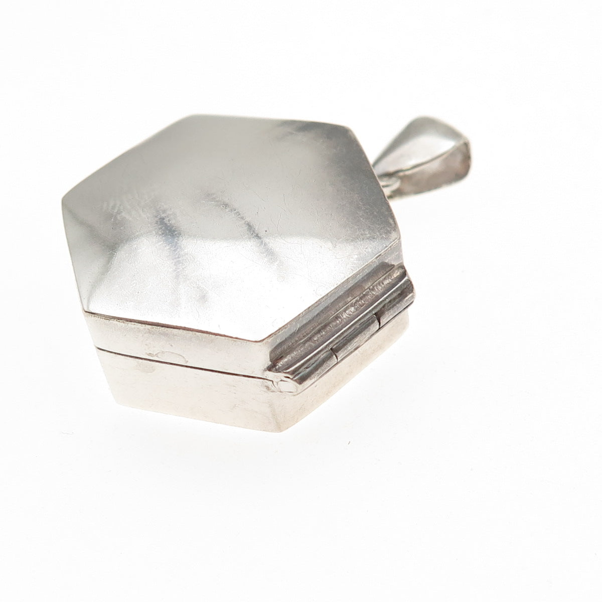 925 Sterling Silver Vintage Hexagon Pill / Snuff Box Charm Pendant